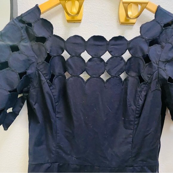 Anthropologie NWT Black Cutwork Mini Shift Dress Size 4 - Picture 6 of 9